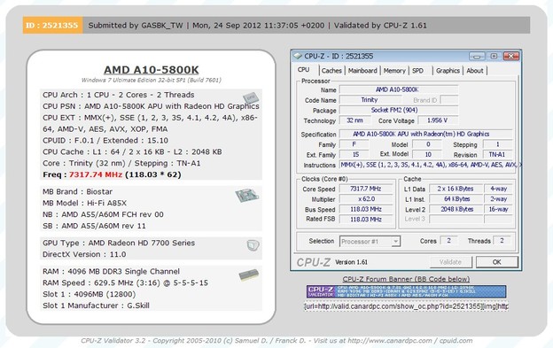 AMD Trinity APU overklokiran na 7,3 GHz