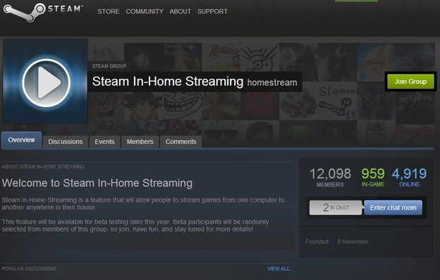 Prijavite se za testiranje Steam streaminga