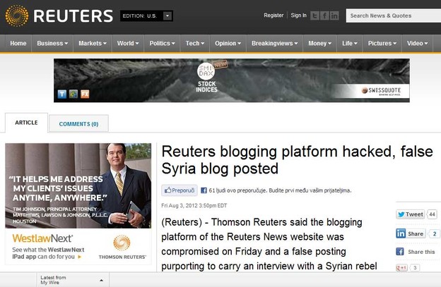 Reuters na meti hakera