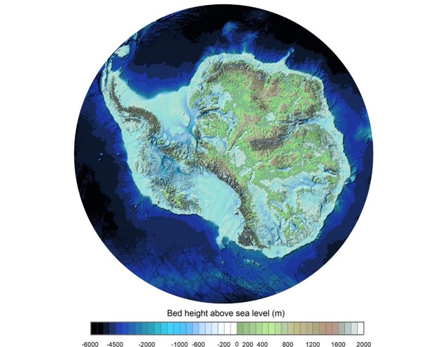 Predstavljena karta Antarktike bez leda